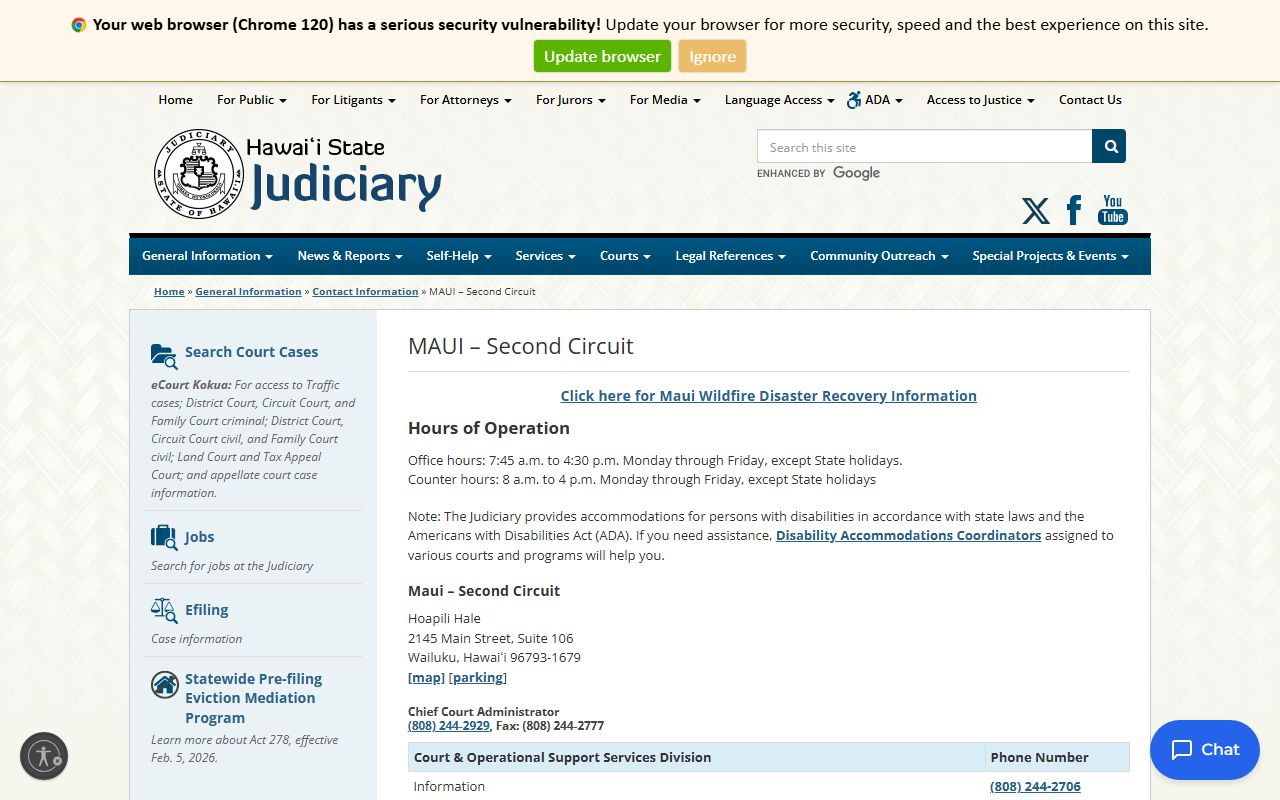 Second Circuit Court in Wailuku which serves Kalawao County for divorce decree proceedings